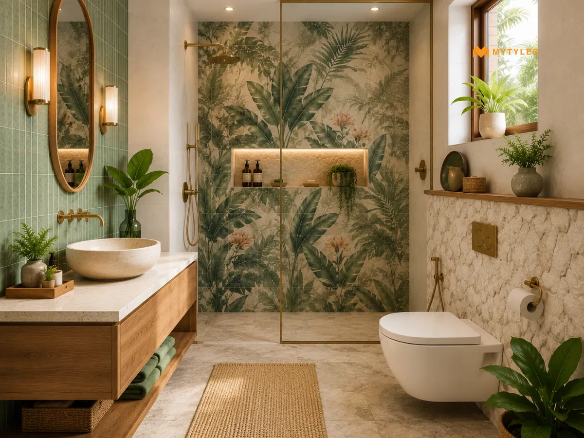 Mix Tropical Tiles for Indian Bathrooms